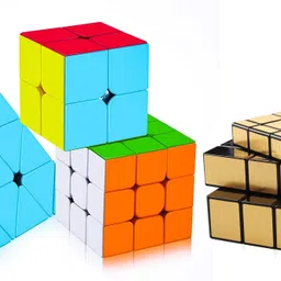 authfort Speed Cube Bundle 2X2, 3X3, Pyramid & Gold Mirror Puzzle Set-picture-21