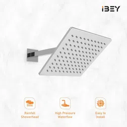 ibey 4 Inch Elegant Square Overhead Shower Head | High-Pressure Rainfall Design Fixed Mount image 2