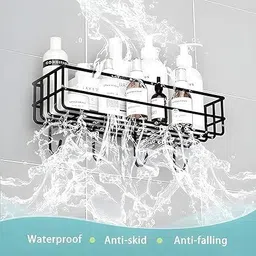 eternalflame bathroom with rack 4 hook Steel Wall Shelf image 2