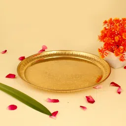 gyarsilal's 13 CM Brass Embossed Plate Thali NBEP-01 Dinner Plate image 3