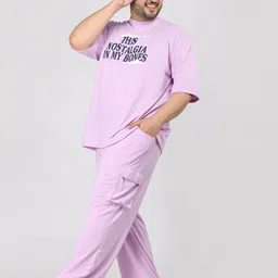 chkokko Men Top & Pyjama Set Purple Printed image 1