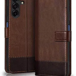 pakme xusive Flip Cover for Samsung Galaxy F17 5G -Dual-Color Leather Finish Wallet - Brown & Coffee-picture-10