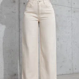 blessica Women Relaxed Fit High Rise Beige Jeans-picture-38