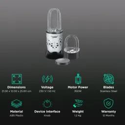 Prestige Nutri-Mix 2.0 350 Watt 2 Jars Mixer Grinder (Dual Safety Inter-Lock System, Black) image 2
