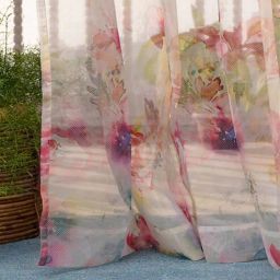 zeba Multicolor Floral Polyester 8 Ft Sheer Rod Pocket Door Curtain-picture-39