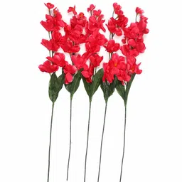 casacraft from pepperfry Red Fabric Orchid Artificial Flower Pack of 5 image 4