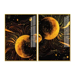 vibecrafts Cosmic Abstract Lunar Symphony In Space Acrylic Framed Art Panel (Set Of 2) image 4