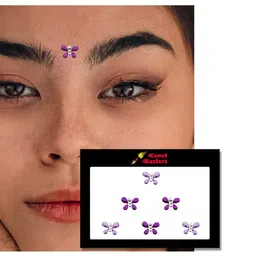 Comet Busters 6 Pcs Embellished Reusable Butterfly-Shaped Bindis - Purple image 3