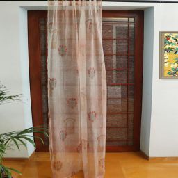 Beige Polyester Tradiional 7ft Sheer Fabric Loops Door Curtain by Zeba-picture-28