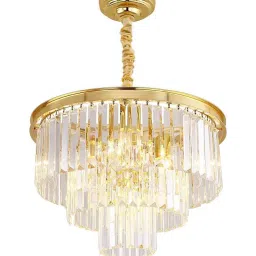 homesake 3-Tier 15 Inch Round Golden Crystal & Metal Chandelier image 3