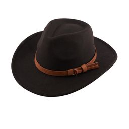 The Tie Hub Black Cowboy Solid Fedora Hat-picture-11