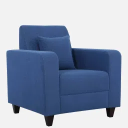 woodsworth from pepperfry Alba Fabric 1 Seater Sofa In Denim Blue Colour image 4