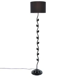 Black Fabric Shade Floor Lamp with Black Base by Tu Casa image 3