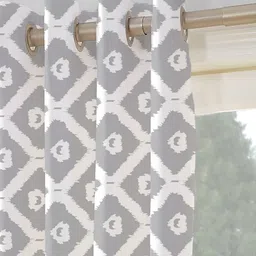 OASIS Grey and White Geometric Printed Window Curtain image 2