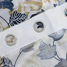 Aura Blue & White 2 Pieces Floral Printed Window Curtains image 2