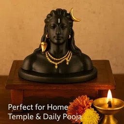 divinecraftedart Black & Golden Lord Shiva Idol, Resin Mahadev Murti for Home, Temple & Car Decor Decorative Showpiece - 6 cm image 3