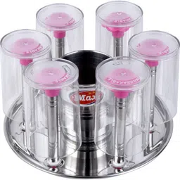 finner Glass and Spoon Set Organizer for 6 Glasses Stand for Kitchen/Home Décor (Blue) Steel, Plastic Glass Holder image 3