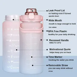 virtuous 2 Ltr Motivational BPA Free Gym Bottle for Gym & Travel Use 2000 ml Bottle image 2