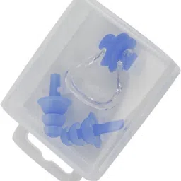 the morning play ™ HIGH Quality Goggles Silicone Cap 1 Nose Clip + 2 Ear Plugs PINK AND BLUE Swimming Kit image 4