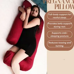 siroki J-Shaped Full Body Maternity Pillow with Chain Cover for Back Legs Belly Support Microfibre Solid Pregnancy Pillow Pack of 1-picture-22