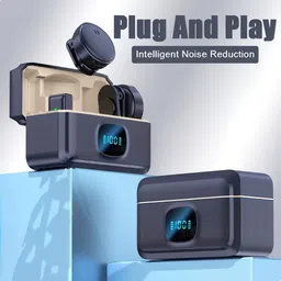 bass bling LED Display Charging Case, Noise Reduction Collar Microphone for Video Recording Microphone image 2