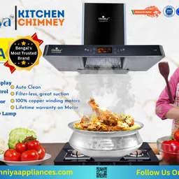 omniya LAVA Auto Clean Wall Mounted BLACK 1850 CMH Chimney image 5