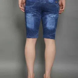 hyooo Solid Men Denim Blue Denim Shorts image 2