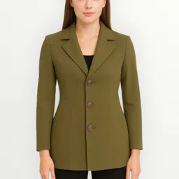 Women Solid Double Breasted Casual Blazer-image-82