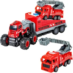 funablo 1:43 Die cast 4WD Push and Go Fire Truck, Friction Powered Vehicle Truck-picture-25