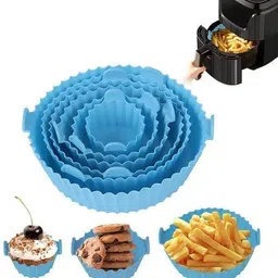 sunpantry 6pcs Reusable Basket Kitchen Air Fryers Oven Accessories Round Silicone Tray Airfryer Tray image 2