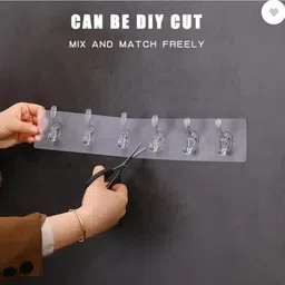 ethnika traders Transparent Waterproof Wall Hooks (Pack of 6) | Adhesive Multipurpose Hanger Door Hanger image 5