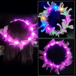 mana LED Flower Headband - 2PCS Light Up Feather Crowns, LED Flowers Hair Bands Hair Band image 1