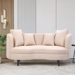 Cresta Corduroy Velvet Fabric 2 Seater Sofa in Beige Color-image-50