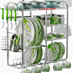 l livilon Utensil Kitchen Rack Steel 24x24 Wall Mount Dish/Plate Cutlery/Storage/ Modern Stand Steel-picture-27