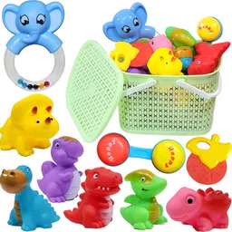 babro Bucket with Bath Aquatic Dinosaur Chu Chu Toy Set with 3 Pcs Rattle Toy Set Rattle-picture-40