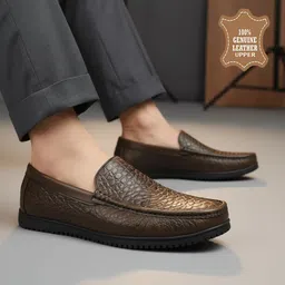 inklenzo Men’s Premium 100% genuine Leather Loafers Soft Cushioned Slip-On Formal Shoes Loafers For Men image 2