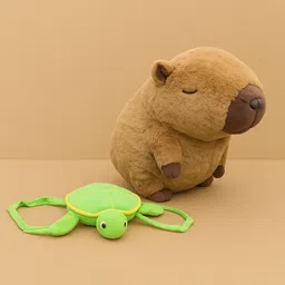 bebota CAPYBERA WITH TURLE BAG PACK (SMALL) PLUSH TOY SOFT TOY PACK OF 1 - 30 cm image 1