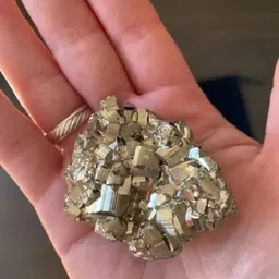 vastu vardan Pyrite Stone (50 gm) Original Cluster Natural Energised Pyrite Raw Stones Regular Oval Crystal Stone image 3