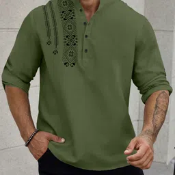 spoque Men Printed Cotton Blend Straight Kurta image 4