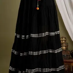 houseofcommon Women Striped Pencil Black Skirt image 1