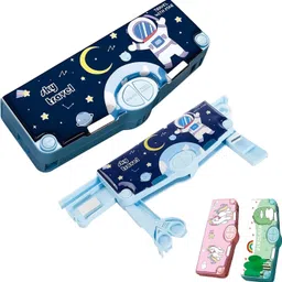 mgkenterprise SPACEMAN ASTRONAUT THEME MULTI LAYER MULTIPLE BUTTONS PLASTIC COMPASS BOX Art Plastic Pencil Box image 3