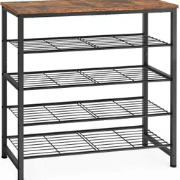krishyam ® 5-Tier Metal Storage Rack with Rustic Wooden Top – Multipurpose Organizer Metal Open Book Shelf-picture-24