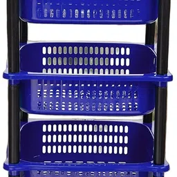 dm plus Kitchen Storage Plastic Rack, Vegetable (3 Layer Step Shelf) Plastic Fruit & Vegetable Basket image 1