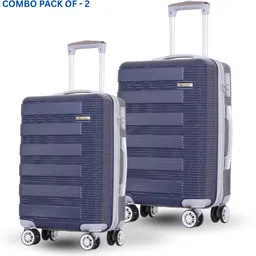 stunnerz Hard Body Set of 2 Luggage 8 Wheels - ABS Lightweight ( Small 55cm Medium 65cm) Trolley bag -with Anti-Theft Zipper - Blue-picture-16