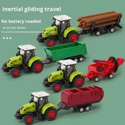 countrylink 4pcs Friction Powered Tractor Cars Push and Go Vehicles Toy Set for Boys & Girls image 4