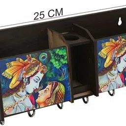craftzo Radha Krishan Key Holder / Mobile Holder / Wall Decor Items / Home Decor Items/ Wood Key Holder image 4