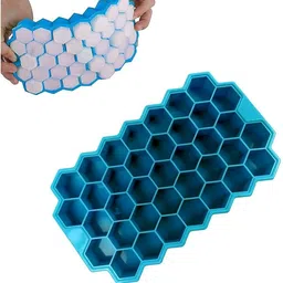 2Pcs Flexible Silicone Honeycomb Shape ice cube maker tray Molds 37 Grids Blue Silicone Ice Cube Tray-image-34