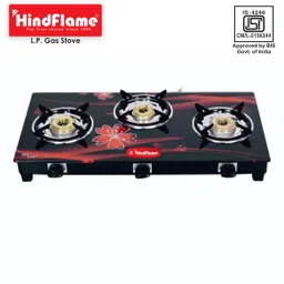 hindflame 3 Burner Crown Digital Toughened Glass Manual Gas Stove image 1