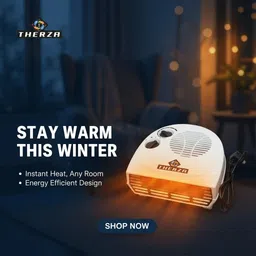 therza Led Power Indicator & Powerfull Copor Motor Blower Fan Room Heater Fan Room Heater image 3