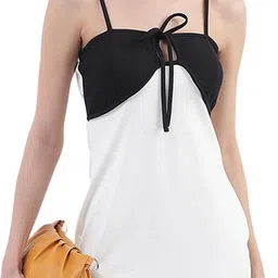 Women Bodycon White, Black Knee Length Dress-image-4